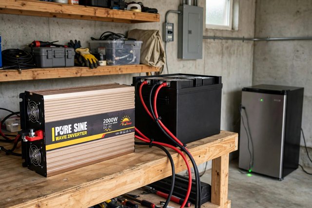 Standalone inverter with home battery bank in a garage